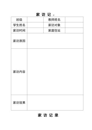 家访记录表格及范文