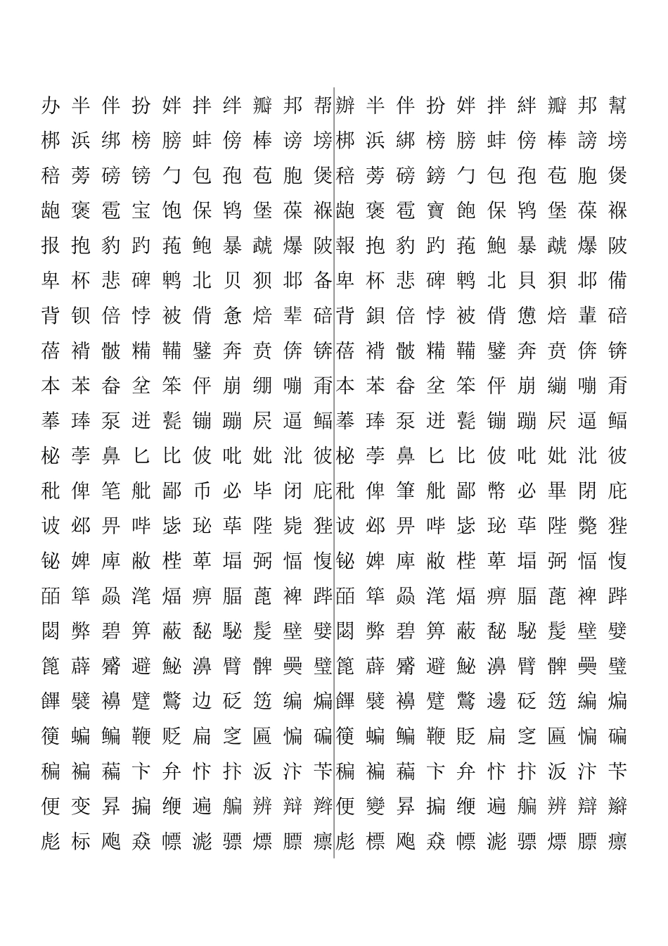 繁体字对照表_第2页