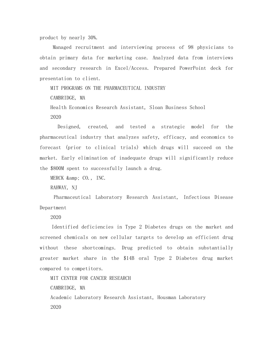 生物制药产品研发英文简历模板 _第2页