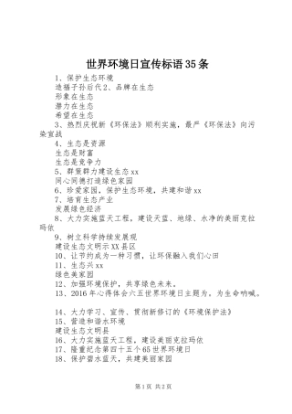 世界环境日宣传标语35条