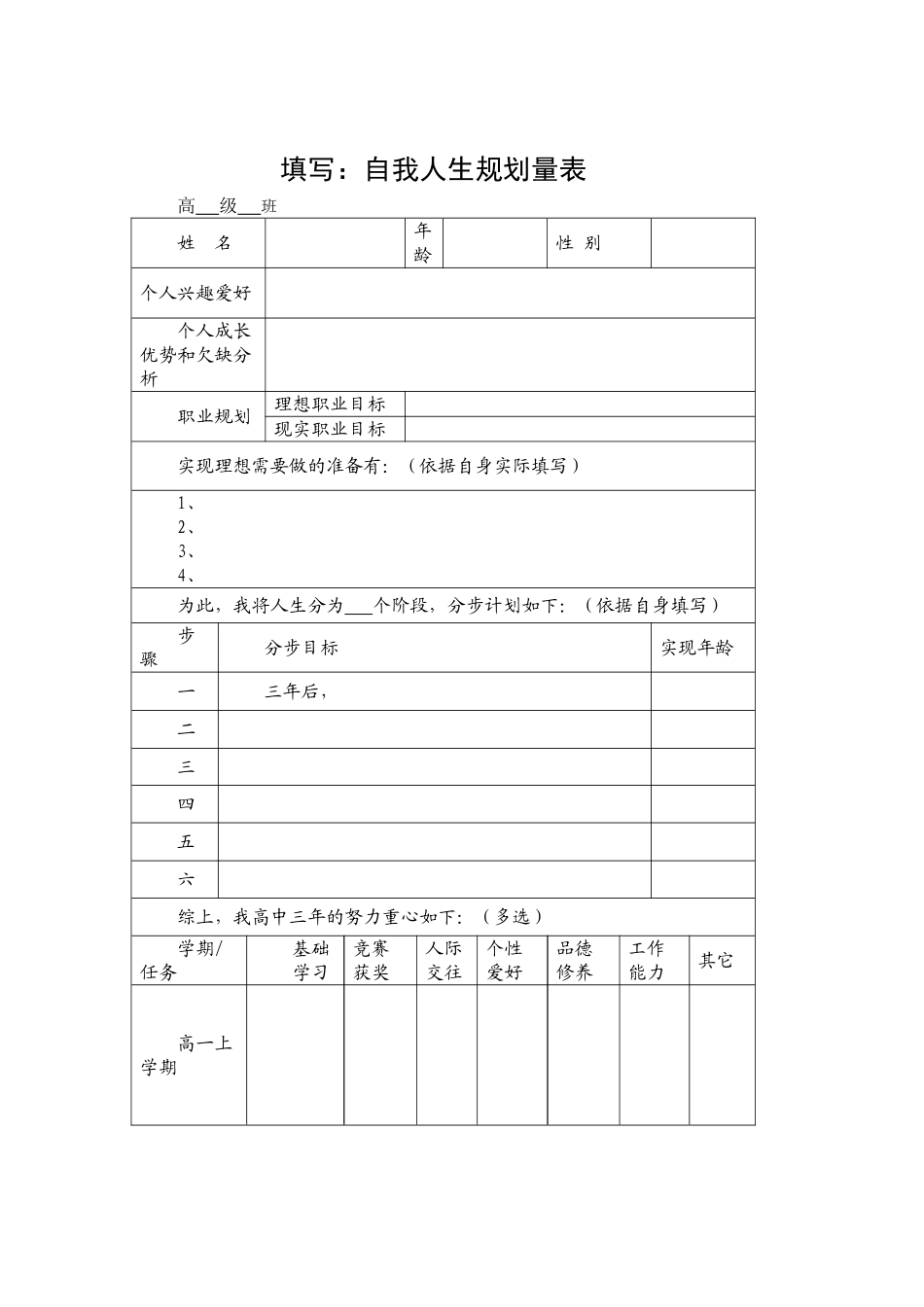规划人生主题班会教案_第3页