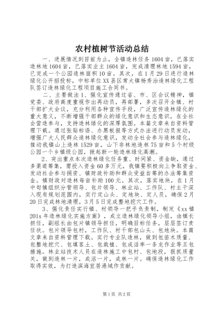 农村植树节活动总结 