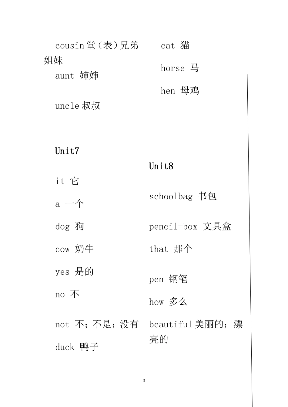 湘少版1-6年级英语单词表(吐血整理)_第3页