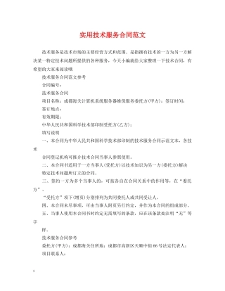 实用技术服务合同范文 