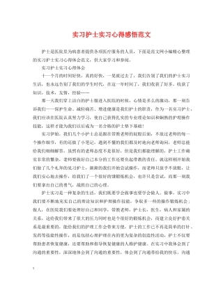 实习护士实习心得感悟范文 