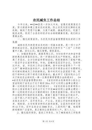 农民减负工作总结 