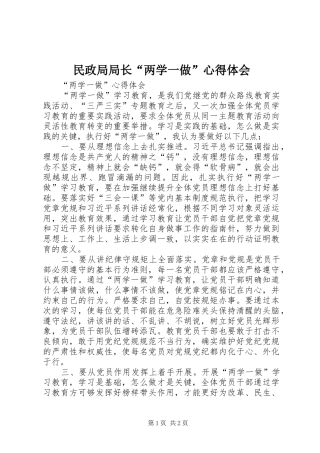 民政局局长“两学一做”体会心得