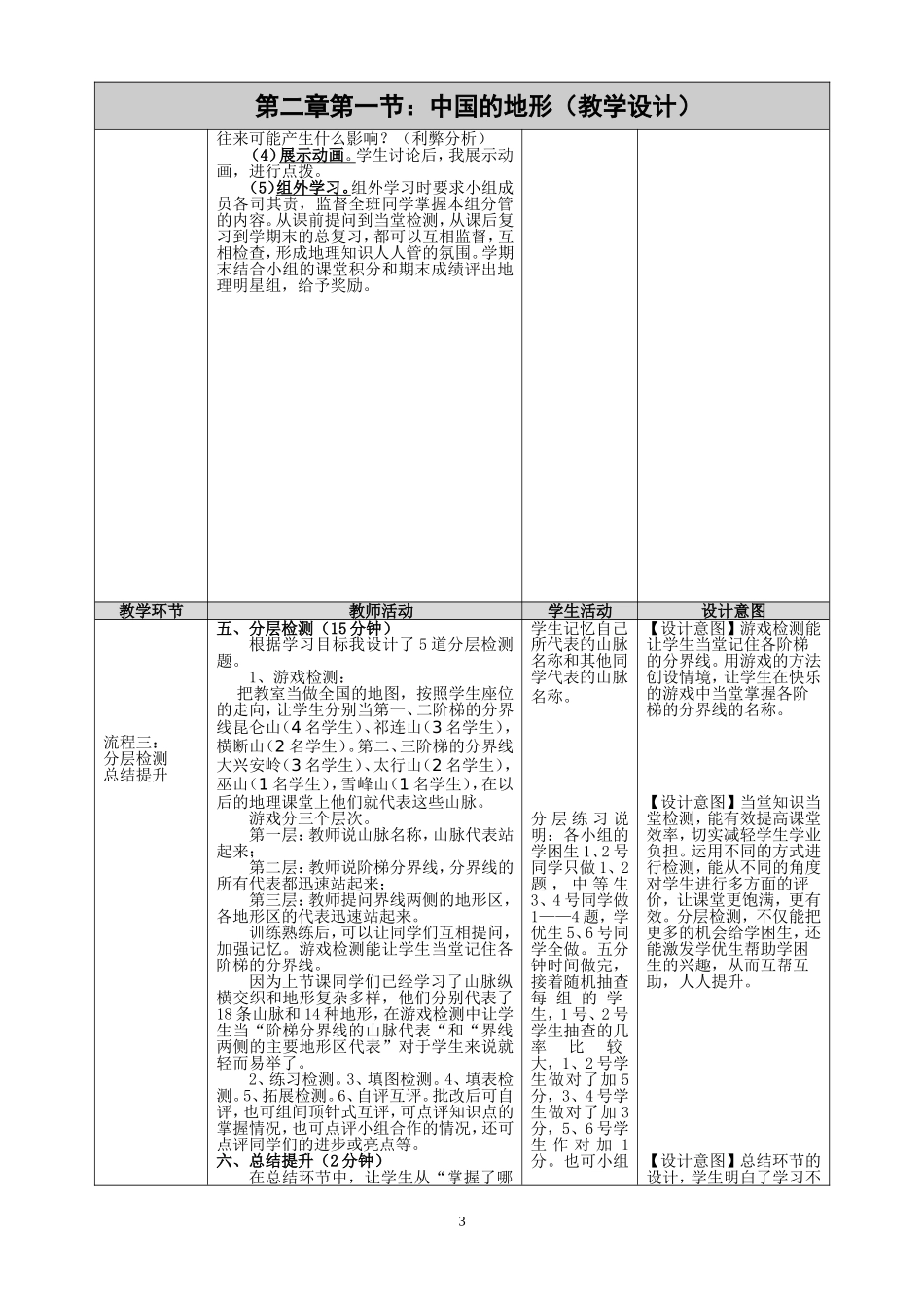 河南省地理优质课一等奖《中国地形》教学设计_第3页
