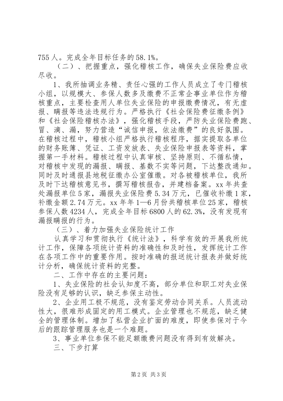 失业保险工作总结 _第2页