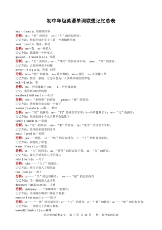 初中英语单词联想记忆总表(A4打印版)