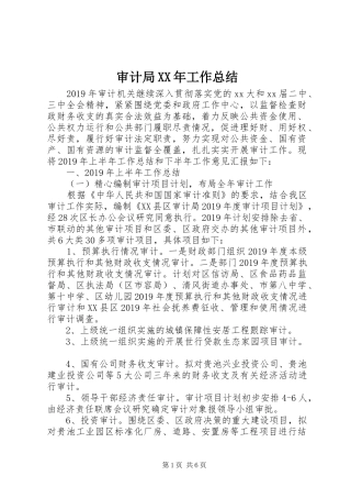 审计局XX年工作总结 