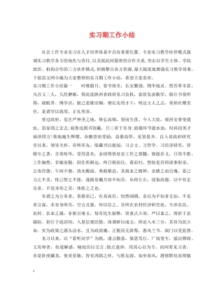 实习期工作小结 