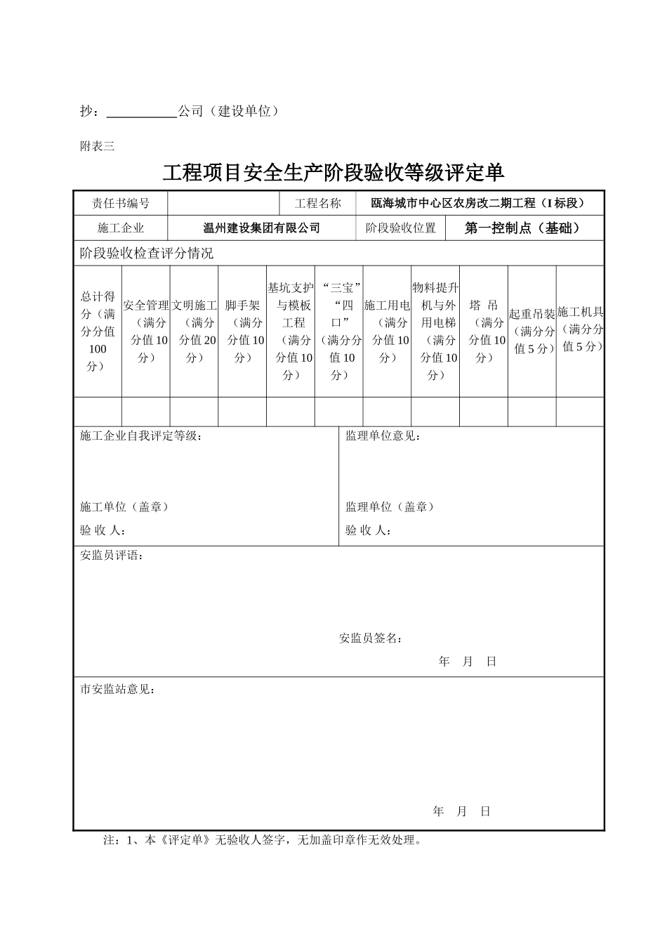 工程项目安全生产(文明施工)阶段验收评定表_第3页