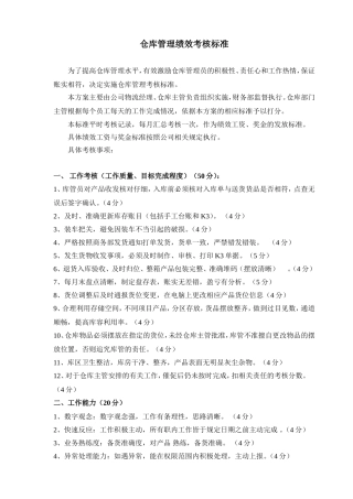 仓库绩效考核办法