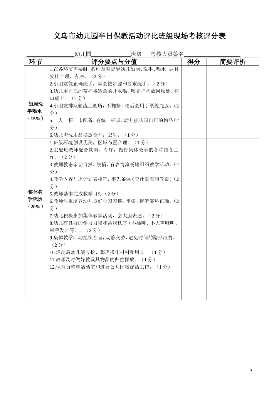 半日活动评分表_第2页