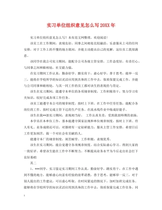 实习单位组织意见怎么写20XX年 