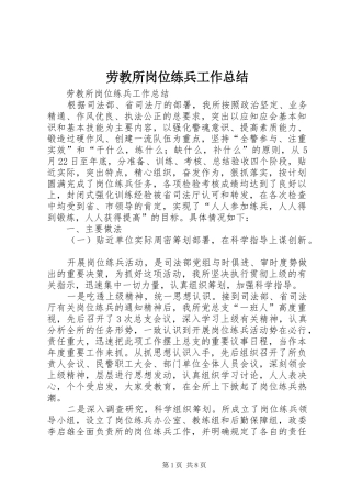 劳教所岗位练兵工作总结 