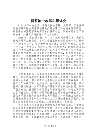 两整治一改革体会心得