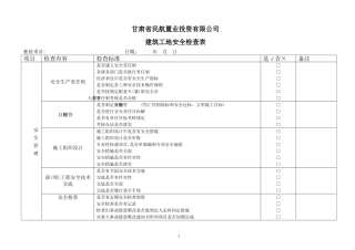 建筑施工现场安全检查表