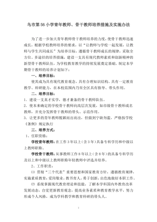 骨干教师培养培训计划及措施