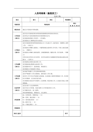 公司员工年终考核表