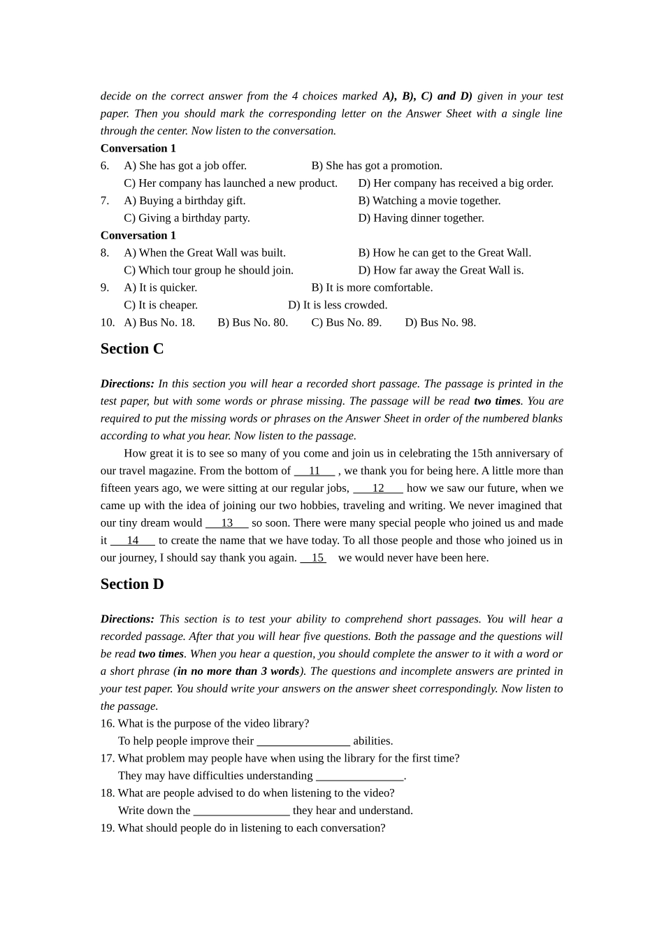 高等学校英语应用能力考试(A级)2016年6月真题及答案_第2页