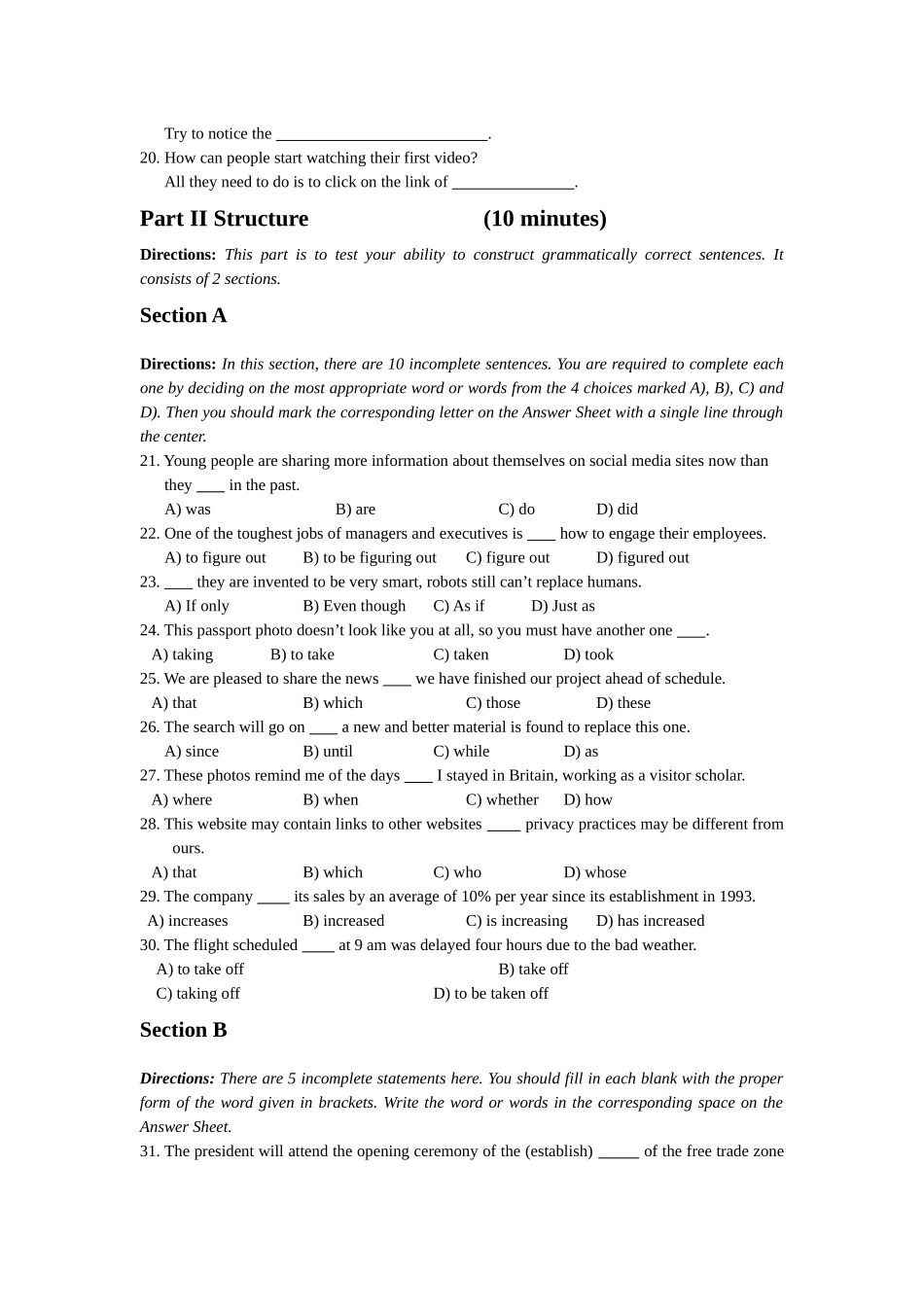 高等学校英语应用能力考试(A级)2016年6月真题及答案_第3页