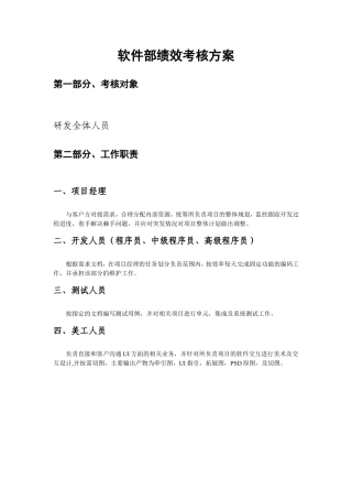 软件部绩效考核规范