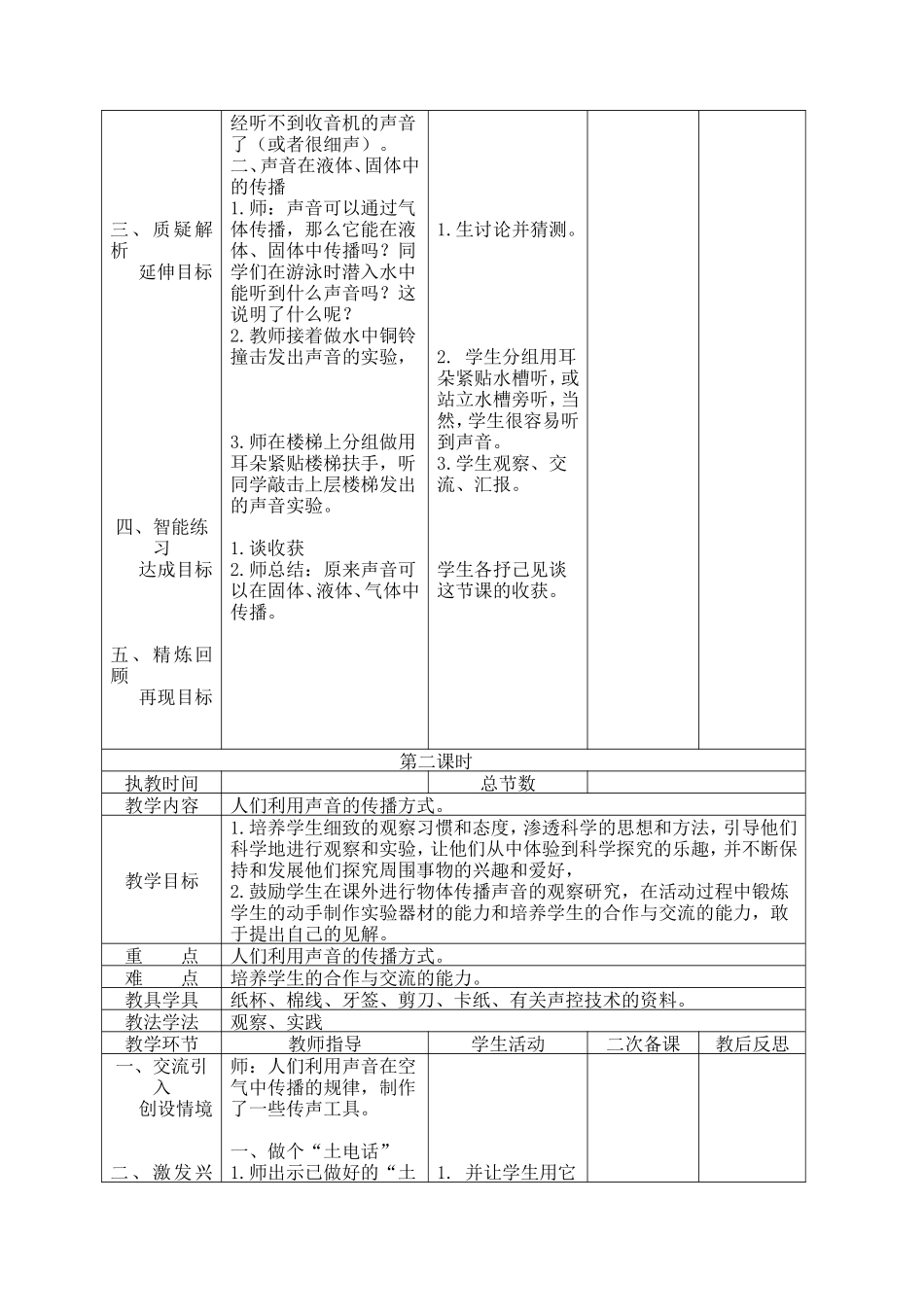 四年级科学上册《声音的传播》教学设计_第2页