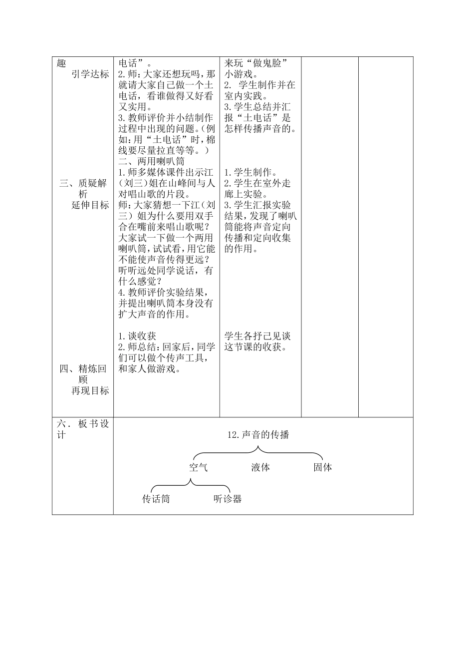 四年级科学上册《声音的传播》教学设计_第3页
