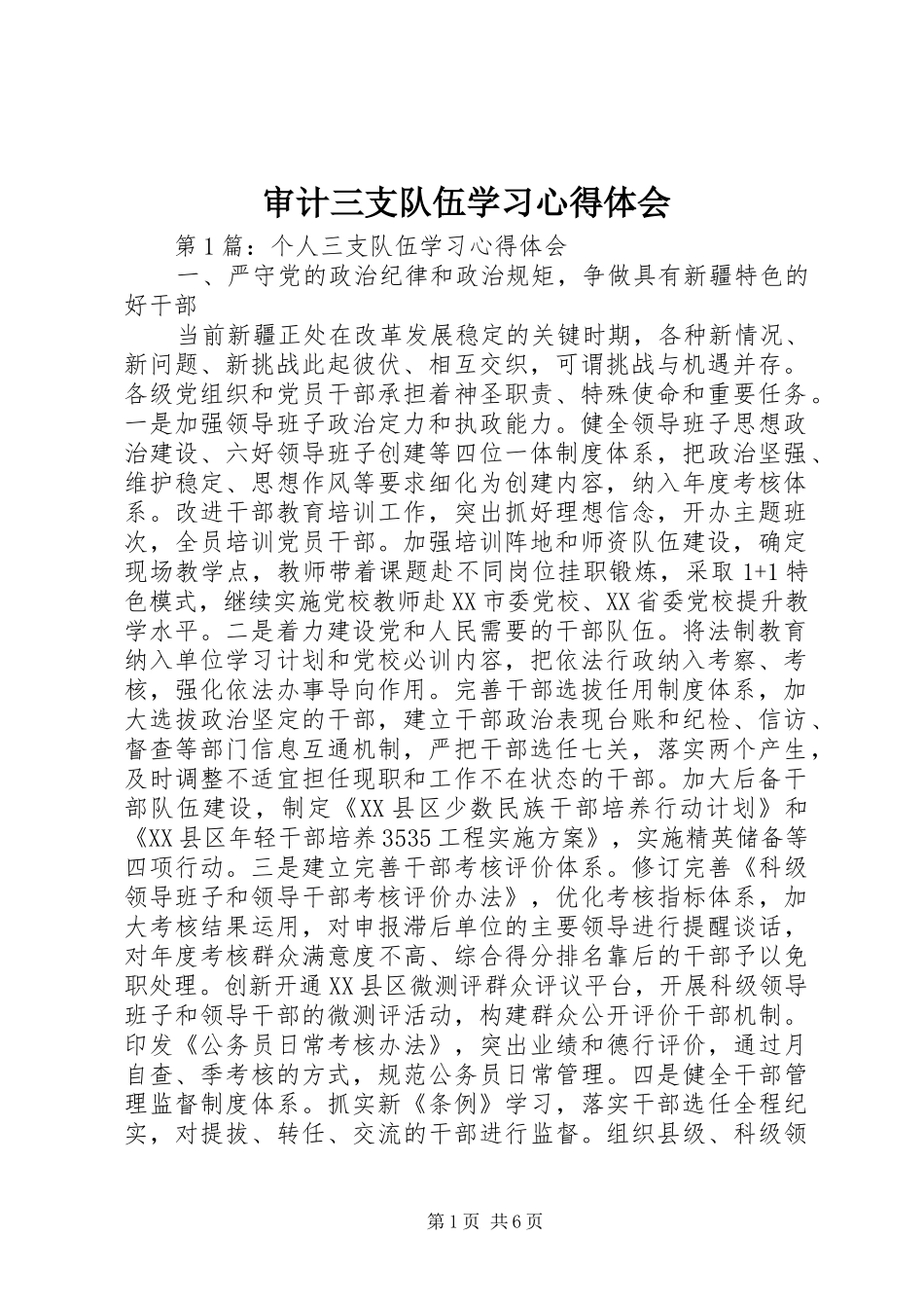 审计三支队伍学习体会心得_第1页