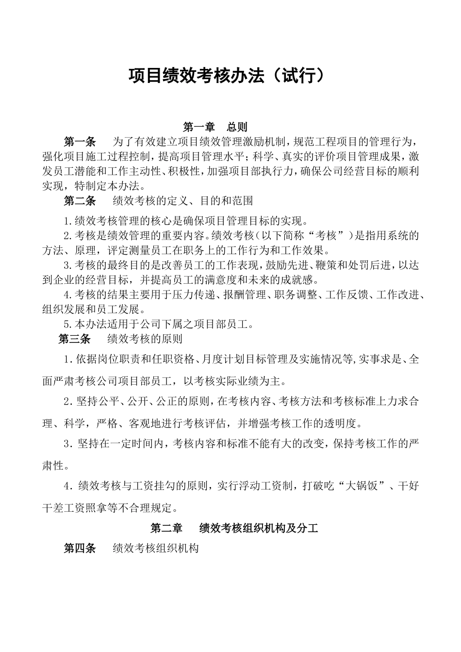 项目绩效考核办法_第1页