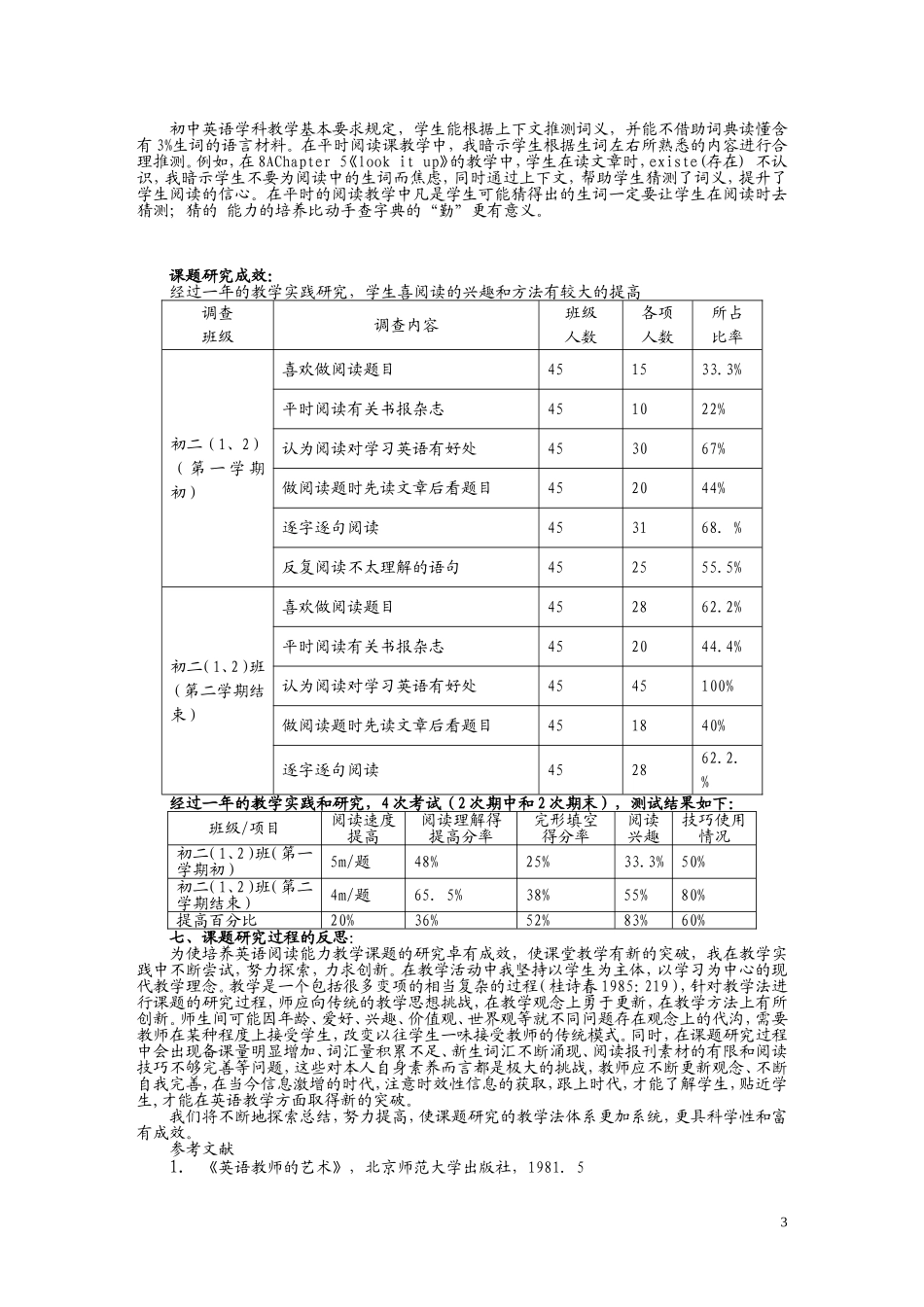 初中生英语阅读能力培养的课题研究的实施情况_第3页