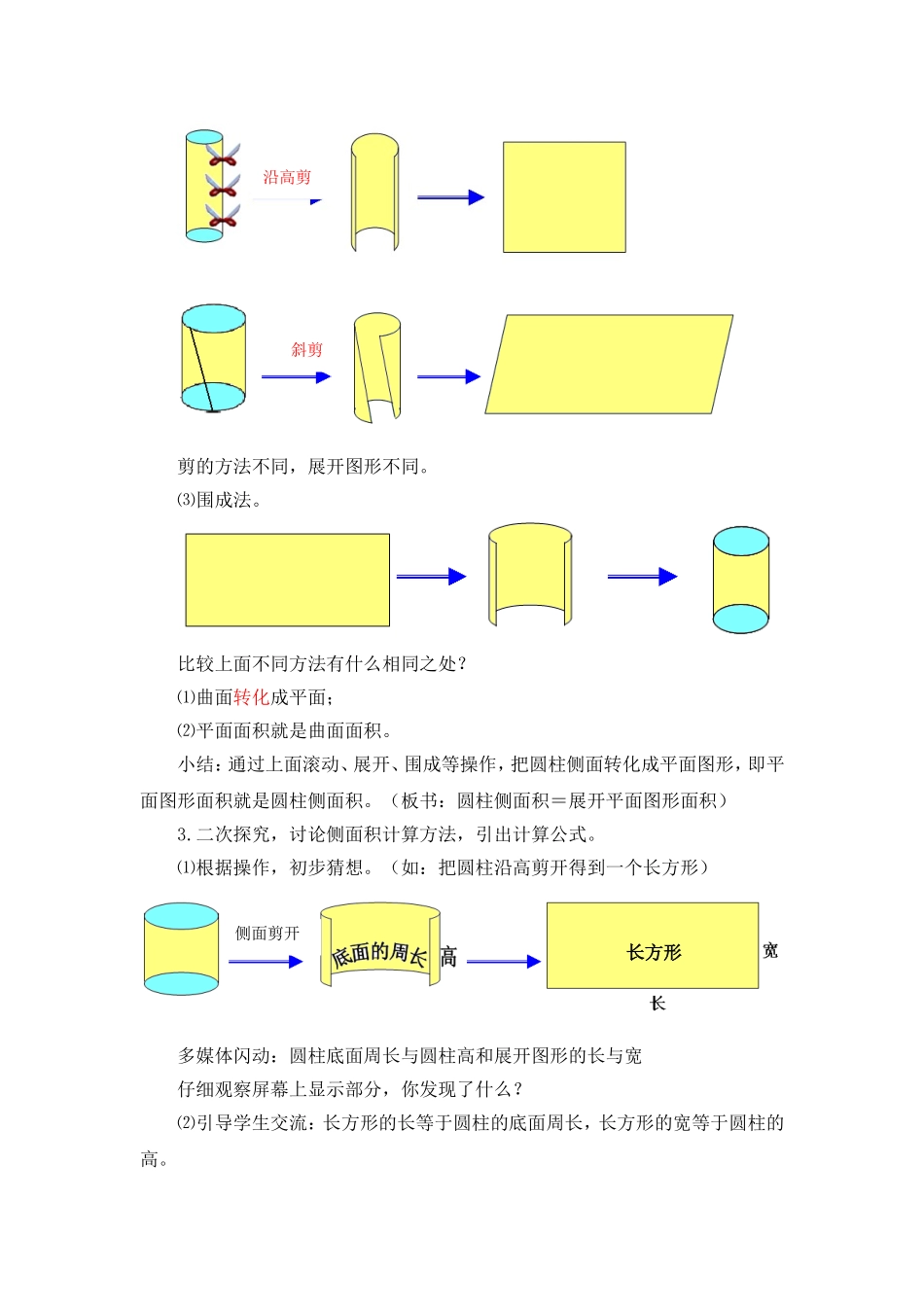 北师大版六年级圆柱的表面积的教案_第3页