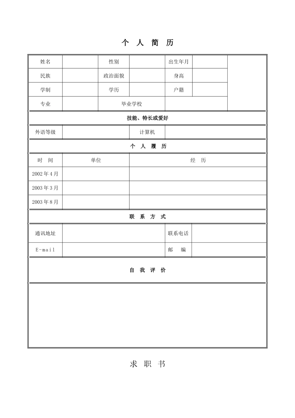 个人求职简历模板_第1页