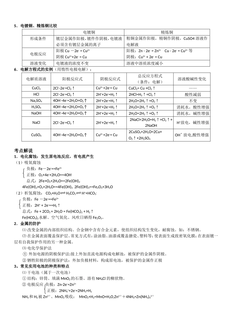 高中化学原电池和电解池全面总结超全版_第2页