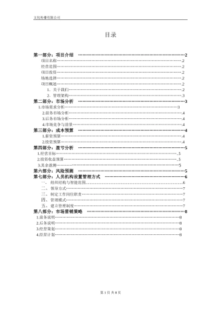文化传播公司商业计划书