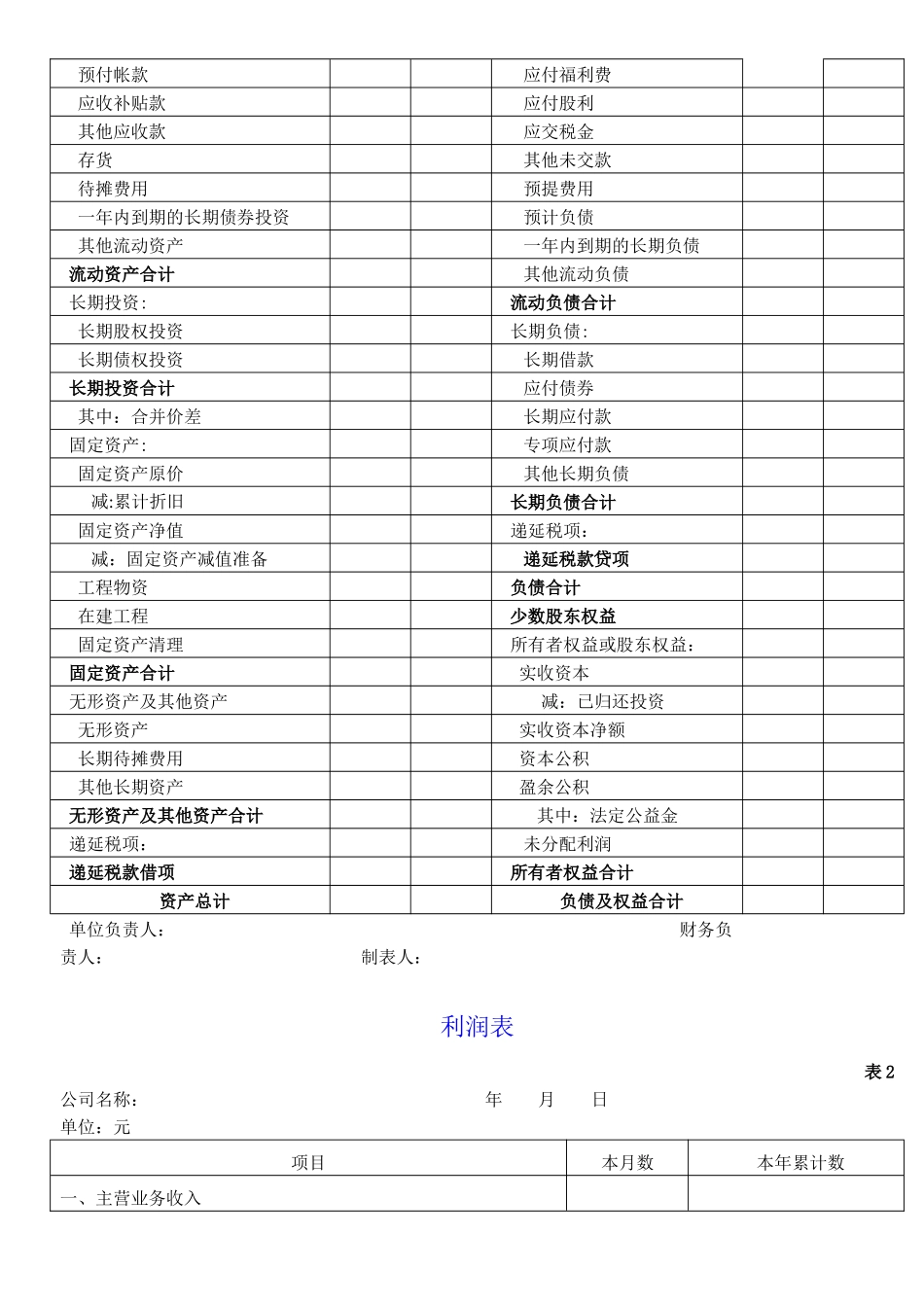 财务报表模板(全套)_第2页