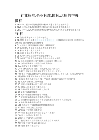 国标、行标、地标、企标的解释
