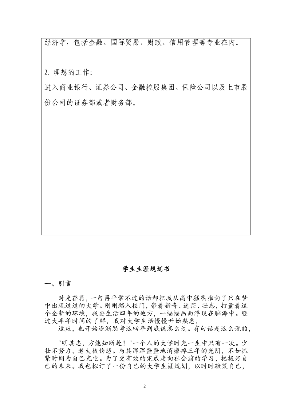 大学生学业生涯规划书_第2页
