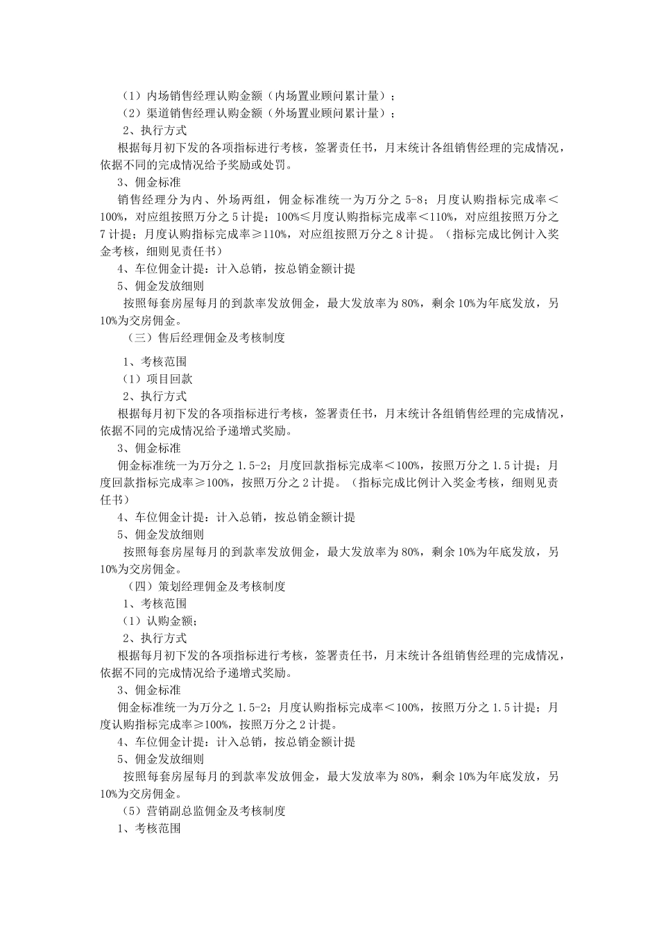 房地产项目营销部组织架构、薪资体系、岗位职责及绩效考核责任指标书_第3页