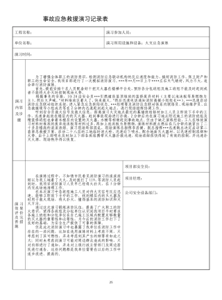 建筑工地事故应急救援演习记录表范本