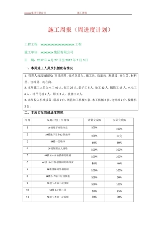 施工周报(周进度计划)