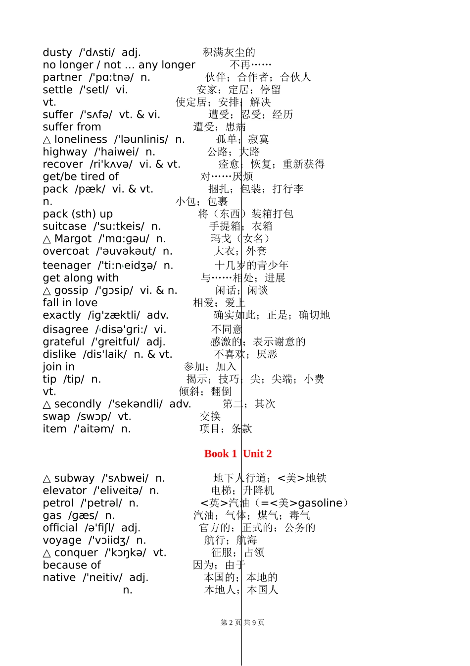 必修1-高一上册英语词汇表-(附音标)_第2页