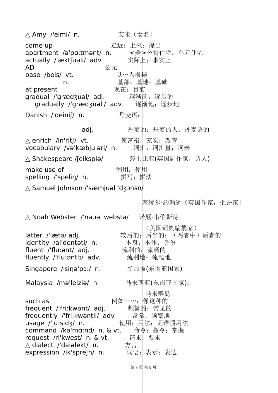 必修1-高一上册英语词汇表-(附音标)_第3页