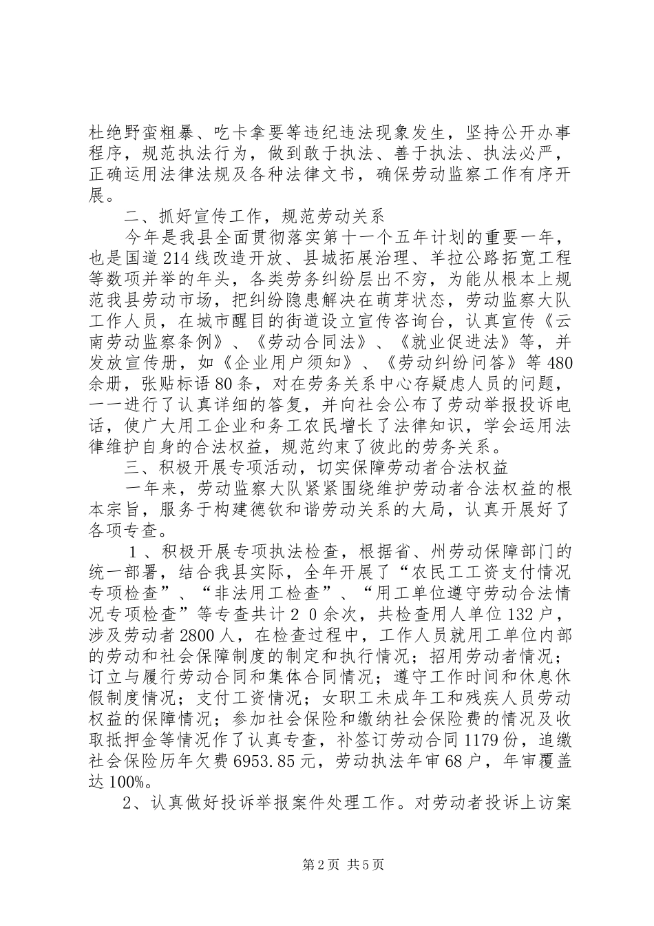 劳动监察大队工作总结 _第2页