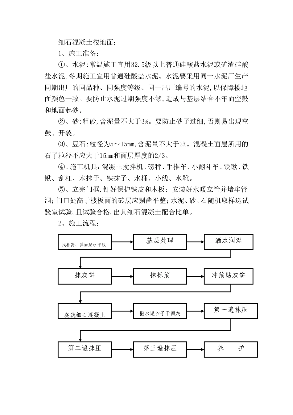 细石混凝土楼地面施工工艺_第1页