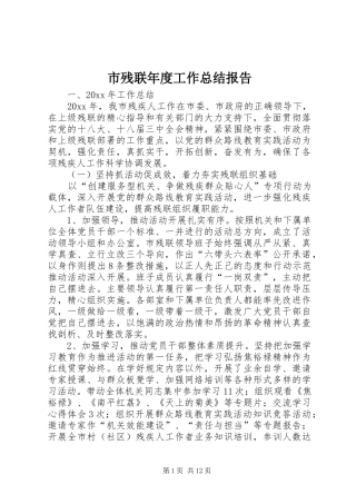 市残联年度工作总结报告 