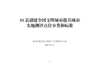 创建全国文明城市提名城市实地测评点位分类和标准