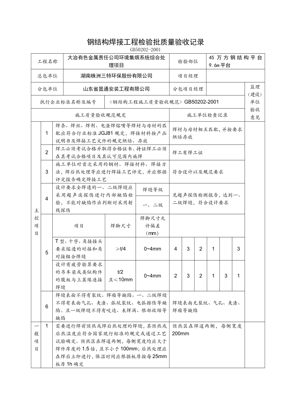 钢结构工程检验批质量验收记录表全套_第1页